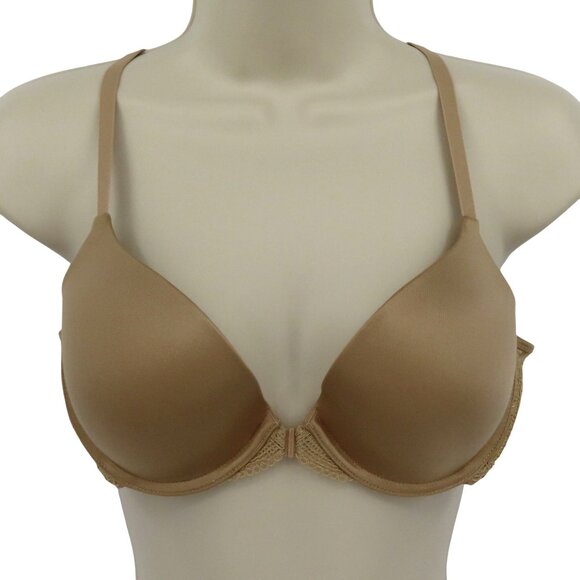 Maidenform 36B Custom Lift T Back Bra 09649 Solid Beige Underwire Front Closure - Picture 1 of 12